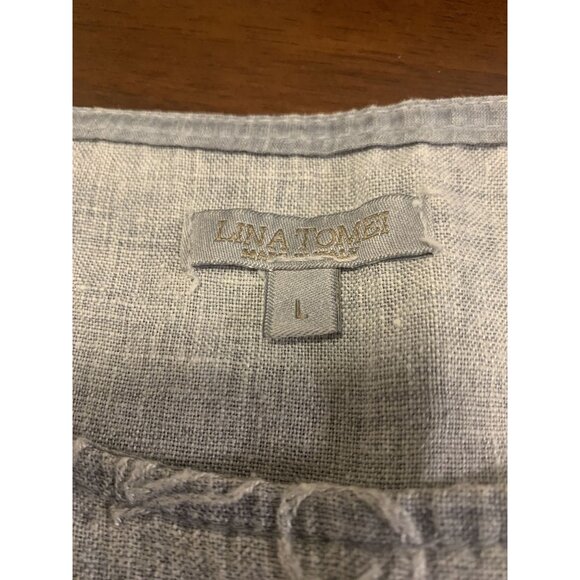 Lina Tomei L Linen Embroidered Lightweight Midi Dress Coastal - Picture 4 of 9